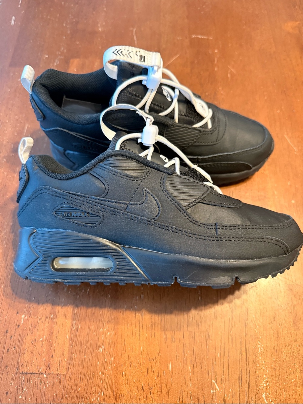 Nike Kids’ Air Max 90 Toggle PS All Black Size 3Y or Women’s 4.5 Easy On/Off - Picture 2 of 8